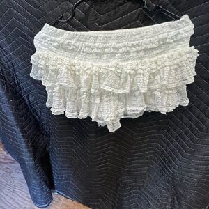 White Lace Ruffle Women's Shorts